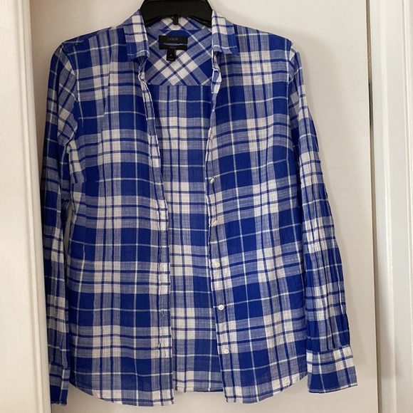 J Crew Perfect Fit Plaid Shirt Size 2 like new was worn only once - Picture 2 of 5